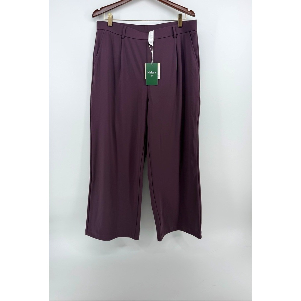 Halara XL Petite Plum Purple High Waisted Wide Leg Pleated Trousers NWT - Picture 6 of 7